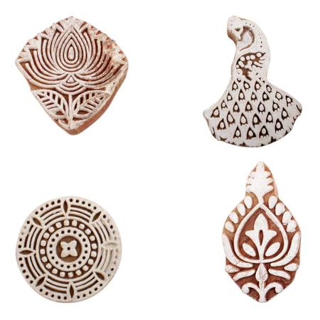 Set of 4 Piece New Mix Wooden Printing Block